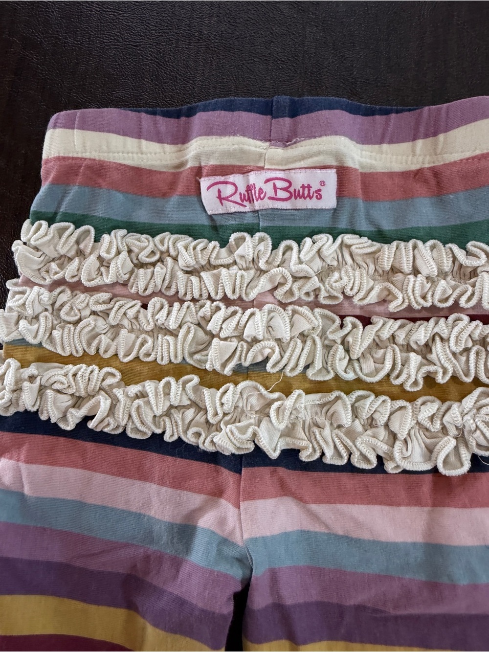 Ruffle Butts Stripe Ruffle Hem Toddler Leggings - Multicolor Sz 12-24M - Picture 3 of 4